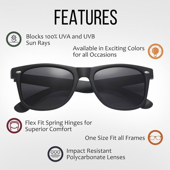 Wholesale Unisex 80's Retro Classic Sunglasses - 100% UV Protection Bulk Sunglas - Picture 3 of 7